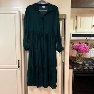 JDY Green Satin Midi Dress